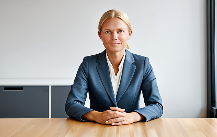 **

"A Swedish businesswoman in a modest business suit, sitting at a modern desk in a bright and airy Stockholm office, fully clothed, appropriate attire, safe for work, perfect anatomy, natural proportions, professional photography, high quality, professional environment, family-friendly."

**