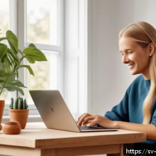 Home 30 소셜 미디어를 활용한 고객 충성도 향상 전략 - A cozy Scandinavian-style social media workspace scene showing a content creator responding personal...